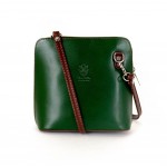 Малка дамска чанта модел CALDO италианска естествена кожа тъмно зелен